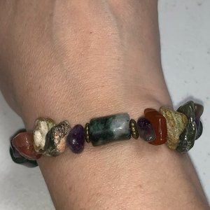 8" Lodolite,  Amethyst, and Marble Handmade Bracelet